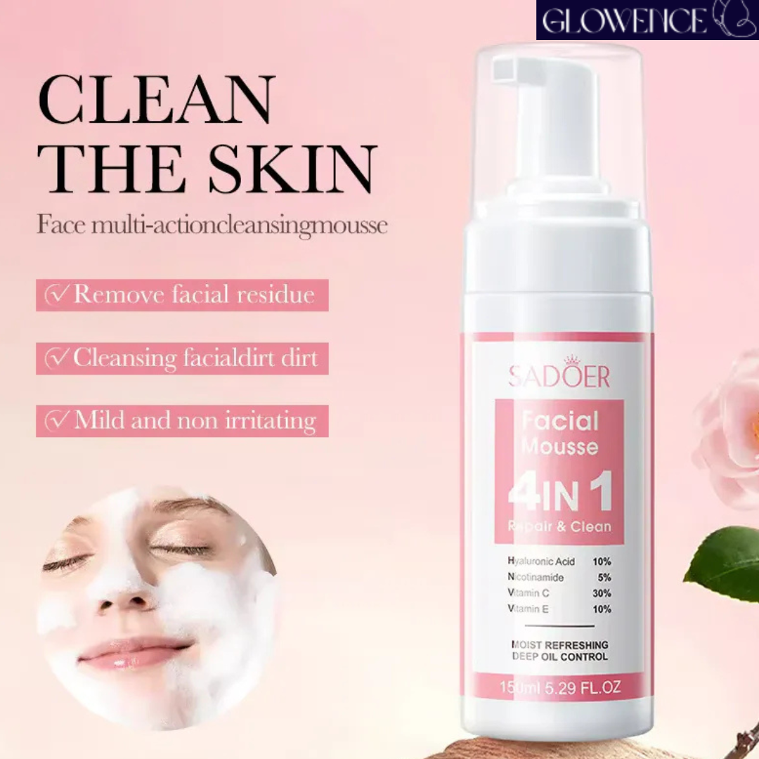 SADOER 4-in-1 Facial Cleansing Mousse 150ml | Hydrating Face Wash for All Skin Types