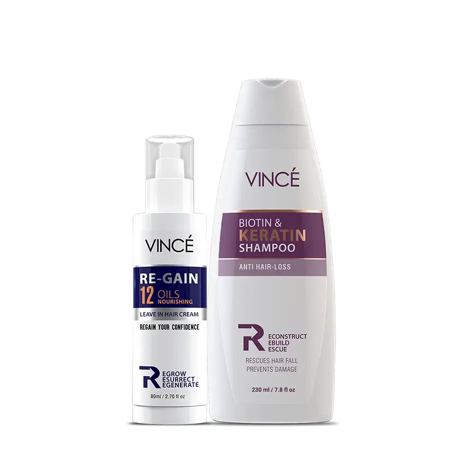 VINCE BIOTIN KERATIN SHAMPOO + REGAIN LEAVE IN HAIR CREAM