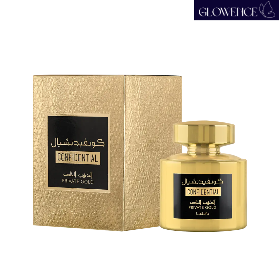 Lattafa Confidential Private Gold fruity perfume for women and men